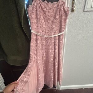 Gianni Bini Pink Strapless Embellished Gown